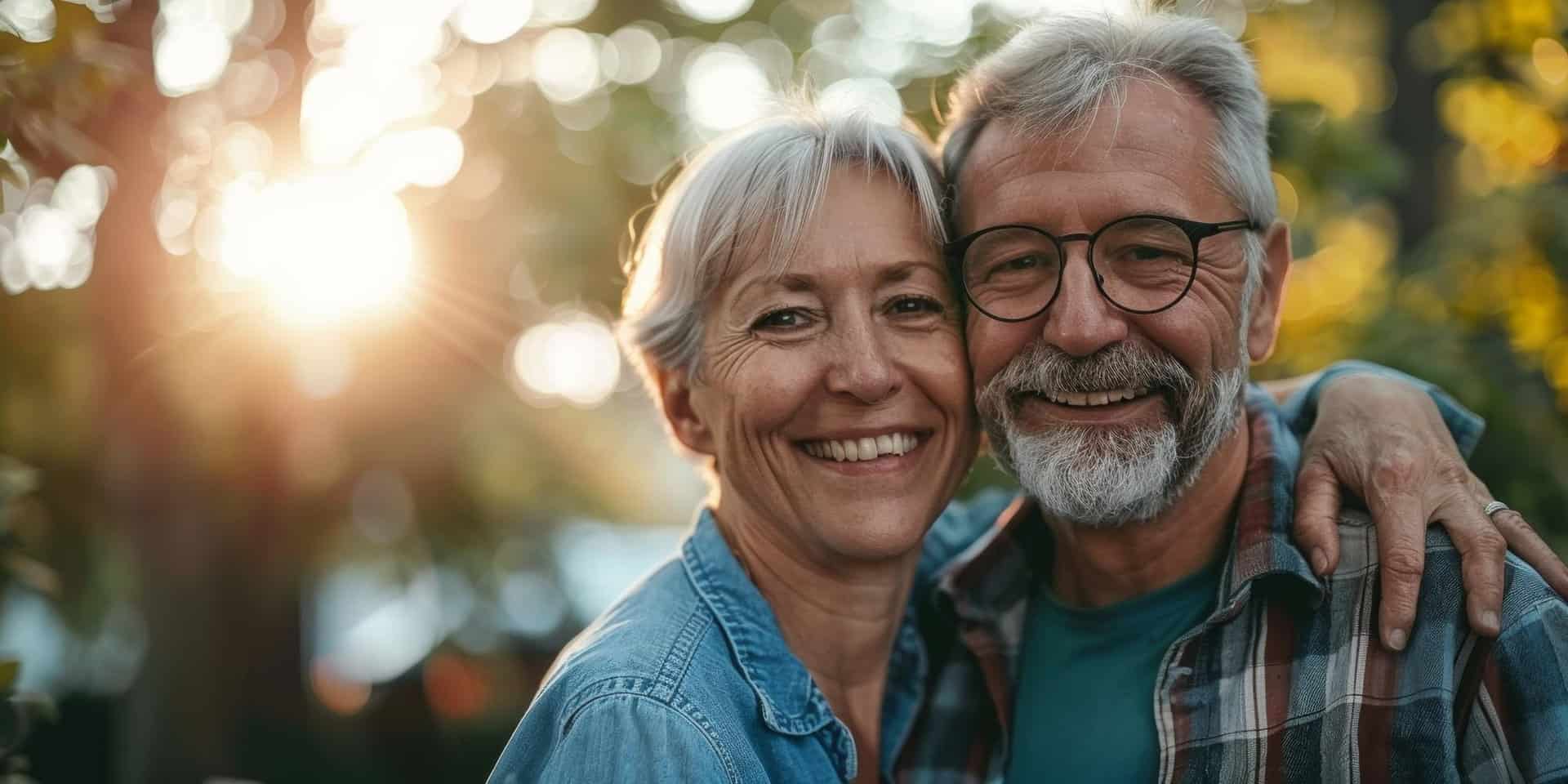 Pareja Mayores Abrazándose